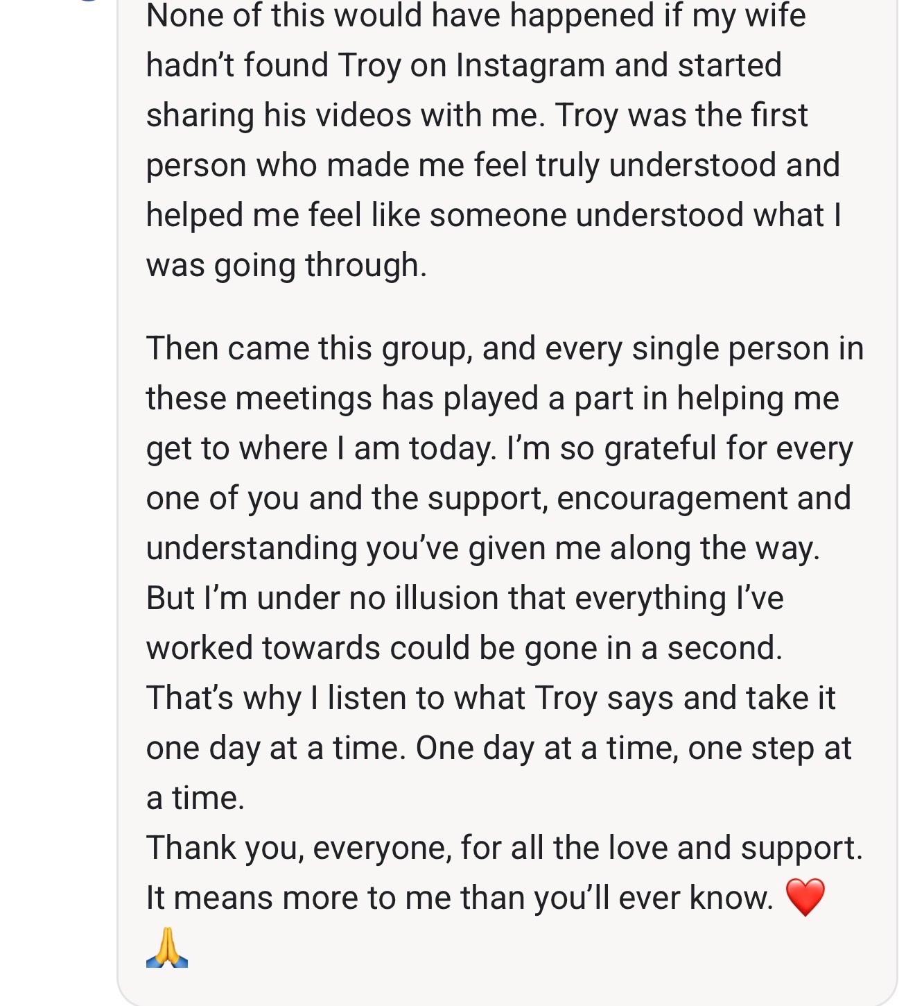 Community testimonial