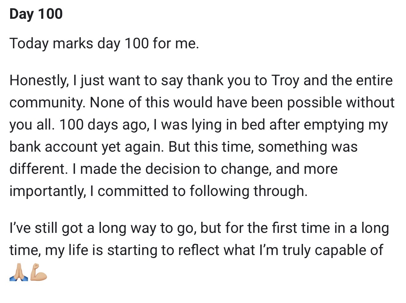 Community testimonial