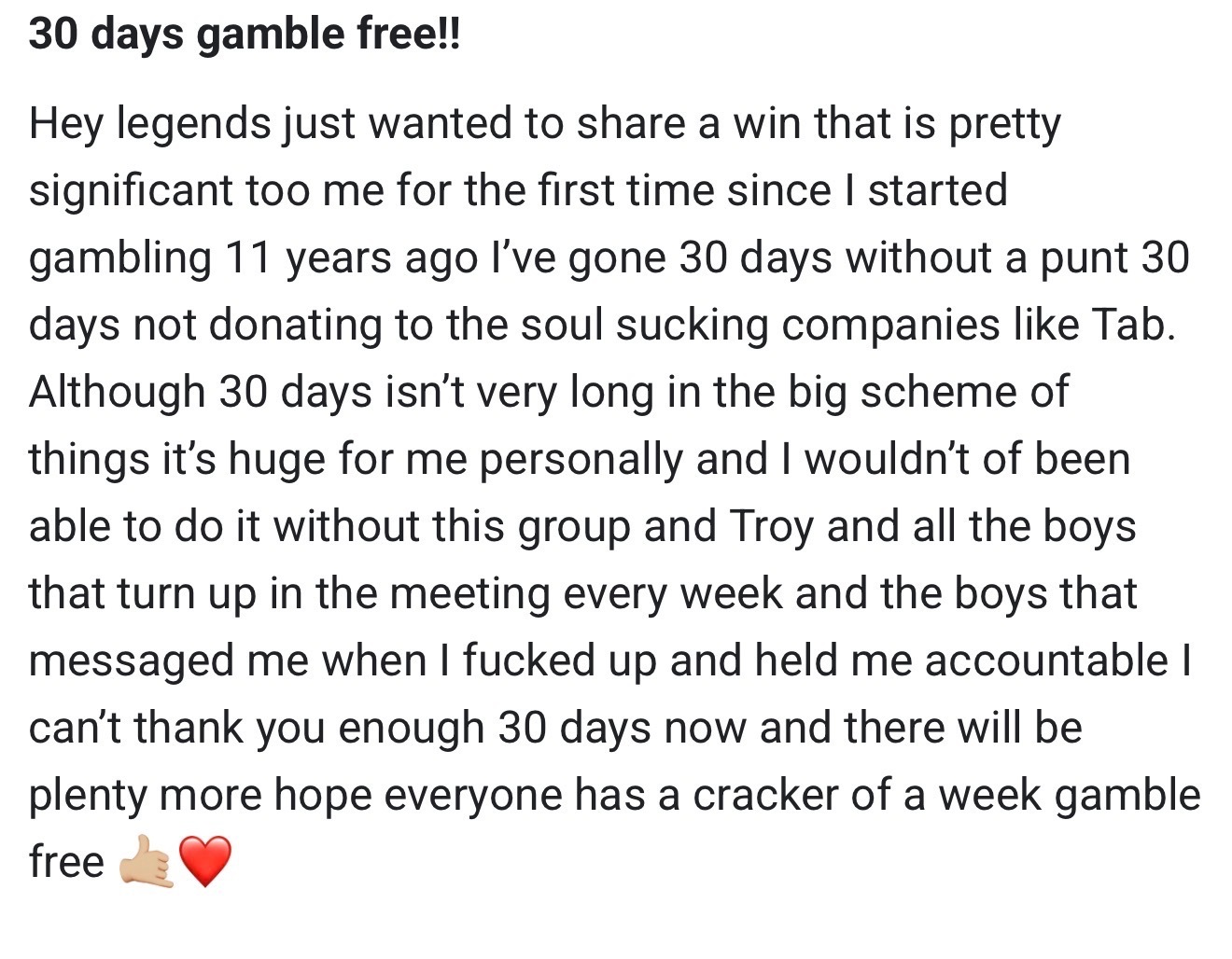 Community testimonial